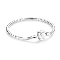 Jokmeo Schlangen-Gliederarmband 925 Sterling Silber Damen Armband für Charm Beads, Silberschmuck für Valentinstag Muttertag Geburtstags Weihnachten Geschenk für Frauen(Rose,16cm) von Jokmeo