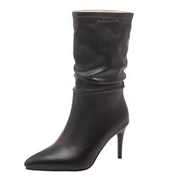 Joliss Damen Stiletto Slouch Stiefel Damen Pointed Toe Slouch Stiefel Damen Ohne Verschluss Abend Ankle Slouch Stiefel Schwarz Gr 44 EU/46Cn von Joliss