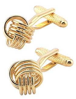 Jonwo Aushöhlen Knoten Manschettenknöpfe Herren In Geschenkbox Klassisch Männer Manschettenknöpfe Cufflinks Hochzeit Hemd Manschetten Tanzparty Ferien Jubiläum Kleid (Golden Manschettenknöpfe) von Jonwo