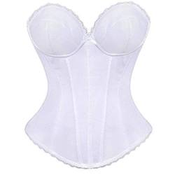 Josamogre Bustier Vollbrust Korsett Corsage Push up Braut sexyfasching Mittelalter Lingerie Weiß l von Josamogre