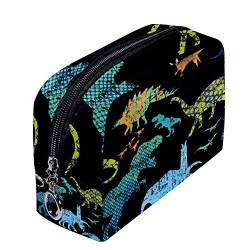 Make-up-Tasche mit Dinosaurier-Motiv, Reise-Kosmetiktasche, Pinseltasche, Kulturbeutel, Kulturbeutel, tragbar, Reise-Make-up-Tasche, Aufbewahrungs-Organizer für Frauen und Mädchen von Josidd