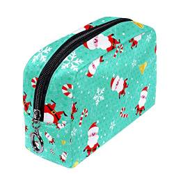 Make-up-Tasche mit Weihnachtsmann-Motiv, Reise-Kosmetiktasche, Kulturbeutel, Kulturbeutel, Kulturbeutel, tragbar, Reise-Make-up-Tasche, Aufbewahrungs-Organizer für Frauen und Mädchen von Josidd