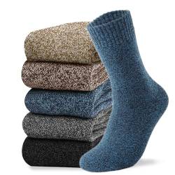 Josnown Thermosocken Herren, 5 Paar Dicke Frotteesohle Winter Warme Socken, Anti Schweiß, Thermo Effekt, Atmungsaktives Wollsocken von Josnown