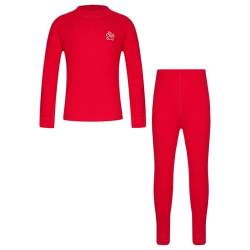 Jowowha Kinder Thermounterwäsche Set Jungen Mädchen Langarmshirt und Hose Thermo Unterwäsche Funktionsunterwäsche Warme Fussball Skiunterwäsche D Rot 170-176 von Jowowha