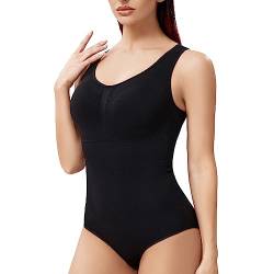 Joyshaper Body Shaper Damen Miederbody Stark Formend Shapewear Bauchweg Bodysuit Abnehmbaren Brustpolster Shaping Body Schwarz 2XL von Joyshaper