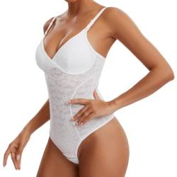 Joyshaper Damen Body Shapewear Bauchweg Body Shaper Shaping Tanga Bodysuit Figurformende Miederbody Weiß S von Joyshaper