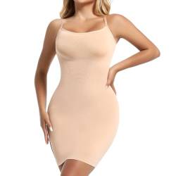 Joyshaper Damen Miederkleid Nahtlose U-Ausschnitt Unterkleid Bauchweg Shapewear Formkleid Full Slips Beige S von Joyshaper