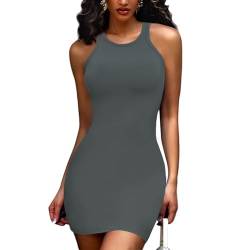 Joyshaper Damen Sommerkleid Enges Kurz Bodycon Kleid Figurbetontes Tank Cami Kleider Ärmellos MiniKleid Grün,L von Joyshaper