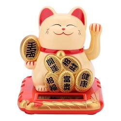 Winkende Glückskatze Mit Arm, Lebendige, Schöne Chinesische Solar-Glücksbringer-Feng-Shui-Dekoration Maneki-Neko-Statue Dekorationen Die Dekoration Der Rezeption Des Autos Geschäftseröffnu(Golden) von Joyzan