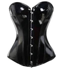 JozAdy Damen Vollbrust PVC Gothic Korsett Body Shaper Vollbrust Corsage Top Schwarz von JozAdy