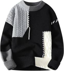 Juankrynord Herren Winter Fleece Baumwolle Rundhals Lockerer Rollkragenpullover Lässiger Strickpullover Arbeit Sport Oberteile Unterteil Strick Lockerer Pullover (Grau,XXL) von Juankrynord