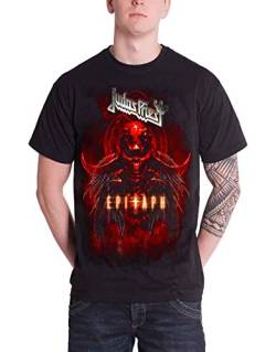 Judas Priest Herren Epitaph Red Horns T-Shirt, Schwarz (Black), (Herstellergröße: Large) von Judas Priest