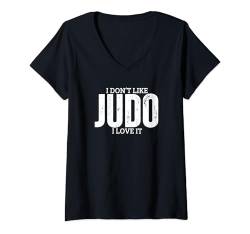 Damen Ich liebe Judo Lustiges stolzes Judo T-Shirt mit V-Ausschnitt von Judo Enthusiasts Passionate About Martial Arts