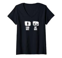 Damen Judo Deine Frau Meine Frau Ehemann Lustiges Judo T-Shirt mit V-Ausschnitt von Judo Enthusiasts Passionate About Martial Arts