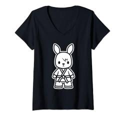 Damen einfaches japanisches Kampfkunsttier im Kampfoutfit T-Shirt mit V-Ausschnitt von Judo Japanische Kampfkunst Lustiges Judoka