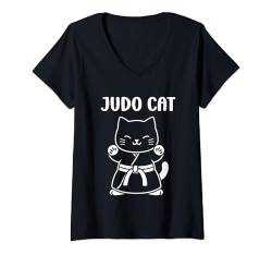 Damen tragen japanisches Kampfkunstkind zur Judo cat T-Shirt mit V-Ausschnitt von Judo Japanische Kampfkunst Lustiges Judoka