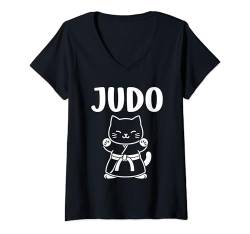 Damen tragen japanisches Kampfkunstkind zur Schau. Katze Judo T-Shirt mit V-Ausschnitt von Judo Japanische Kampfkunst Lustiges Judoka