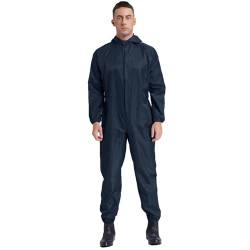 Jugaoge Unisex Motorrad Regenanzug für Damen und Herren Outdoor Einteiler Antistatischer staubdichter Overall Jumpsuit Arbeitsoveralls für Werkstattarbeiter, Sprühfarbe L-4XL Navy blau L von Jugaoge