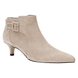 Juliet Holy Damen-Stiefeletten mit spitzem Zehenbereich, Kätzchenabsatz, Wildlederimitat, Schuhe mit seitlichem Reißverschluss, Beige, 40 EU von Juliet Holy