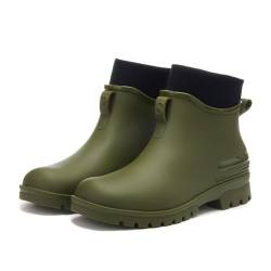 Junerain Wasserdichte Gummistiefel Damen Herren Rain Boots Ankle Boots Non-slip Regenstiefel Garden Shoes Gefüttert Fleece Damen Herbst Winter Stiefel von Junerain