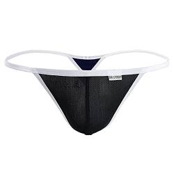 Tanga Slip Herren Low Rise Netz Unterwäsche Transparent Mesh Tanga Strings Männer Dessous Unterhose Brief Shorts Dessous (S,schwarz) von Jungerhouse