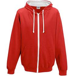 Just Hoods - Unisex Kapuzen-Sweatjacke/Fire Red/Arctic White, XXL von Just Hoods