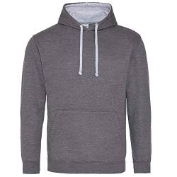 Just Hoods Damen Varsity Hoodie Hoodie, Anthrazit/Heather Grey, S von Just Hoods