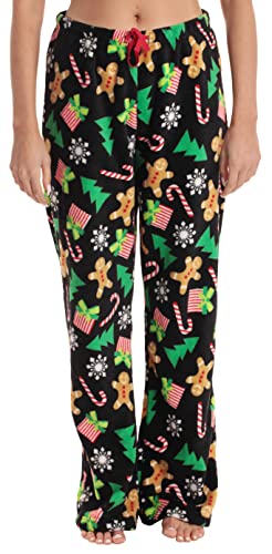 Just Love Plüsch-Pyjamahose für Damen, Schwarz - Christmas Explosion, S von Just Love