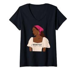 Damen Manifest That Shit Sis Women Manifestiert Queen Manifesing Luv T-Shirt mit V-Ausschnitt von Just Manifest It Sis Shopp