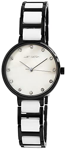 Just Watch Patricia Damen-Uhr Edelstahl Keramik Strass Analog Quarz JW10114 (schwarz weiß) von Just Watch