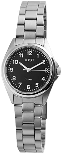 Just Damenuhr Schwarz Analog Titan Quarz Armbanduhr von Just