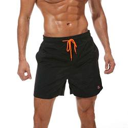 JustSun Badehose Herren Badeshorts Herren Kurz Schnelltrocknend Männer Schwimmhose Boardshorts Strandshorts Herren Beachshorts Schwarz L von JustSun