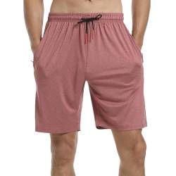 JustSun Kurze Hosen Herren Shorts Sommer Kurze Jogginghose Sporthose Baumwolle Sweatshorts Sport Running Shorts mit Reißverschluss Weinrot S von JustSun