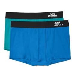 JustWears Trunks Herren Micromodal Air Unterwäsche, 1 Paar Active mit Beutel und 1 Paar Pro ohne Beutel, alle Schwarz und Blau & Grün Kollektionen, 2er-Pack Gr. XXL, blau/grün von JustWears