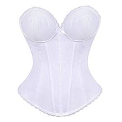 Jutrisujo corsagen korsett damen top white corset bustier braut brautkleid mit träger taillen vollbrust korsage hochzeit Weiß M von Jutrisujo