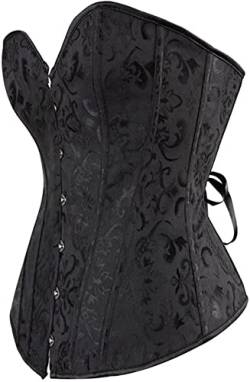 Jutrisujo Korsett Schwarz Damen Corsage Vollbrust Black Corset Bustier Top Elegant Vintage Gothic Bluse XS von Jutrisujo