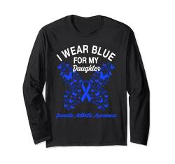 Ich trage Blau, um meiner Tochter das Bewusstsein für juvenile Arthritis zu geben Langarmshirt von Juvenile Arthritis Awareness Month Support Designs