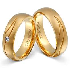 Juwelier Schönschmied - Damen Partnerringe Eheringe Golden River Titan Zirkonia 62-66 T19HDac - Kostenlose Wunschgravur mit AMAZON KONFIGURATOR online gestalten! von Juwelier Schönschmied