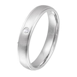 Juwelier Schönschmied - Unisex Partnerring Verlobungsring Ehering Freundschaftsring Narrow Edelstahl Zirkonia inkl. persönliche Wunschgravur 58 (18.5) Nr1D von Juwelier Schönschmied