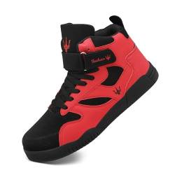 K DUORO Herren High Top Sneaker Leichtgewichts Walking Schuhe (Schwarz/rot, Erwachsene, Herren, 43, Numerisch, EU Schuhgrößensystem, M) von K DUORO