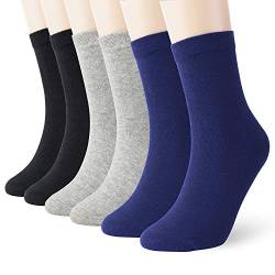 K-LORRA Womens Black Grey Navy Blue Thin Cotton Socks High Ankle 6 Pack von K-LORRA