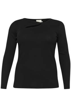 KAFFE CURVE Langarm-Shirt KCcarina Damen Langarmshirt Asymmetrisch Casual Elegant Langarm Shirt Große Größen Black Deep XL von KAFFE CURVE