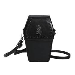 KAHDGSS Rivet Handtasche Crossbody Tasche Sarg geformte Tasche für Frauen vielseitige Geldbörse trendige Tasche Halloween Gothic Tasche Handytasche, Schwarz , Skeleton von KAHDGSS