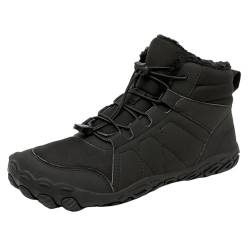 KAISUN Barfußschuhe Winter Herren Damen, Wasserdicht Barfussschuhe Barefoot Shoes Unisex Wasserdicht Traillaufschuhe Outdoor Rutschfeste Winterstiefel(Schwarz,38 EU) von KAISUN