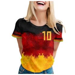 Deutschland Trikot Em 2024 Fanartikel Deutschland Shirt Damen :Frau Fussball Em 2024 Rundhals Sommershirt Kurzarmshirt Fitness Sportshirt Gym Slim-Fit Oberteile Sport Bekleidung von KAIXLIONLY