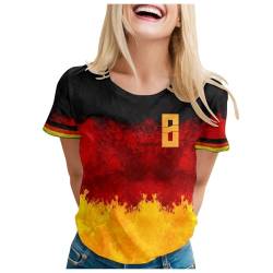 Deutschland Trikot Em 2024 Fanartikel Deutschland Shirt Damen :Frau Fussball Em 2024 Rundhals Sommershirt Kurzarmshirt Fitness Sportshirt Gym Slim-Fit Oberteile Sport Bekleidung von KAIXLIONLY