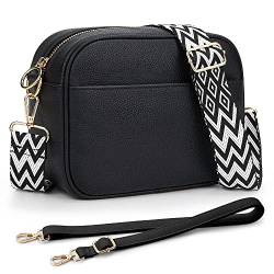 KALIDI Damen Umhängetasche, stylisch Veganem Leder Breiter Gurt Crossbody Schultertasch mit 2 abnehmbarem Schultergurt für tägliches Arbeiten, Einkaufen, Verabredungen, Reisen von KALIDI