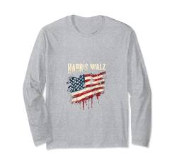 HARRIS WALZ Amerikanische Flagge Langarmshirt von KAMALA HARRIS 2024