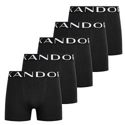 KANDOR Baumwoll Boxershorts Herren – 5er Pack, Bunte, Unterhosen für Männer Set, Dehnbare Herren-Unterwäsche aus weiche Baumwolle, Slipboxer mit Gummibund, Quinary Black, XXL von KANDOR