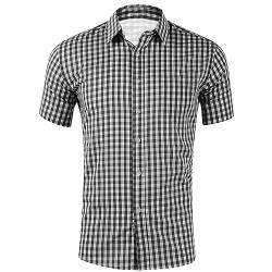 Trachtenhemd Herren Oktoberfest Kariert Kurzarm Trachten Hemd Freizeithemd Karohemd Deutsch Button Down Dress Shirts Regular Fit Plaid Hemd für Lederhosen von KAREN66